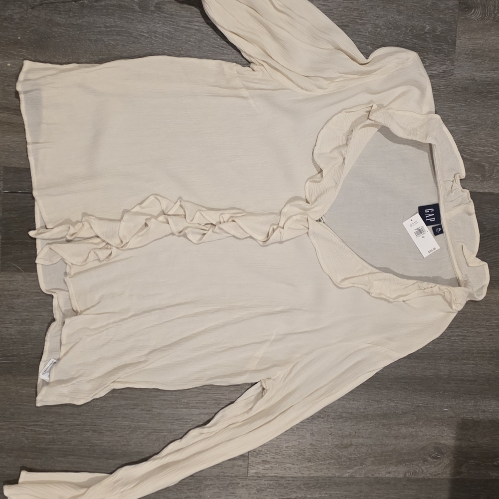 Gap Elegant Cream Ruffle Blouse